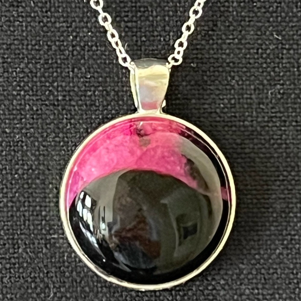Pink Drusy Pendant with Sterling Silver Rolo Chain